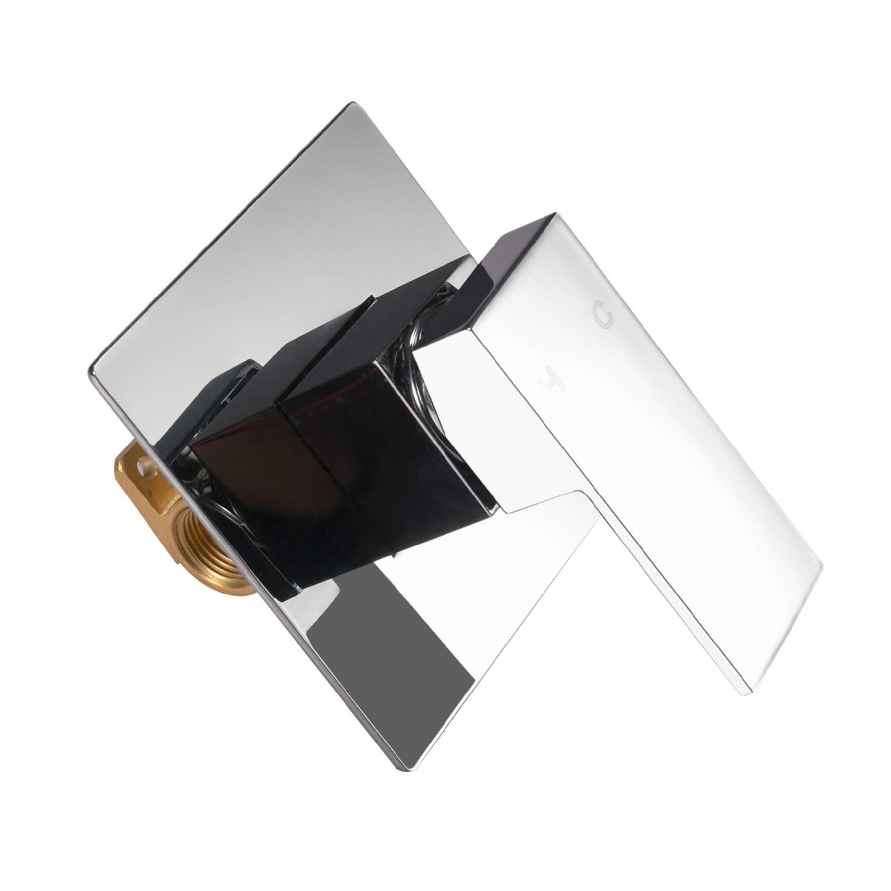Square Brass Built-in Bath Shower Mixer Tap Bathroom Basin Sink Flick Mixer Tap Chrome / Matte Black / Brushed Yellow Gold / Gunmetal Grey