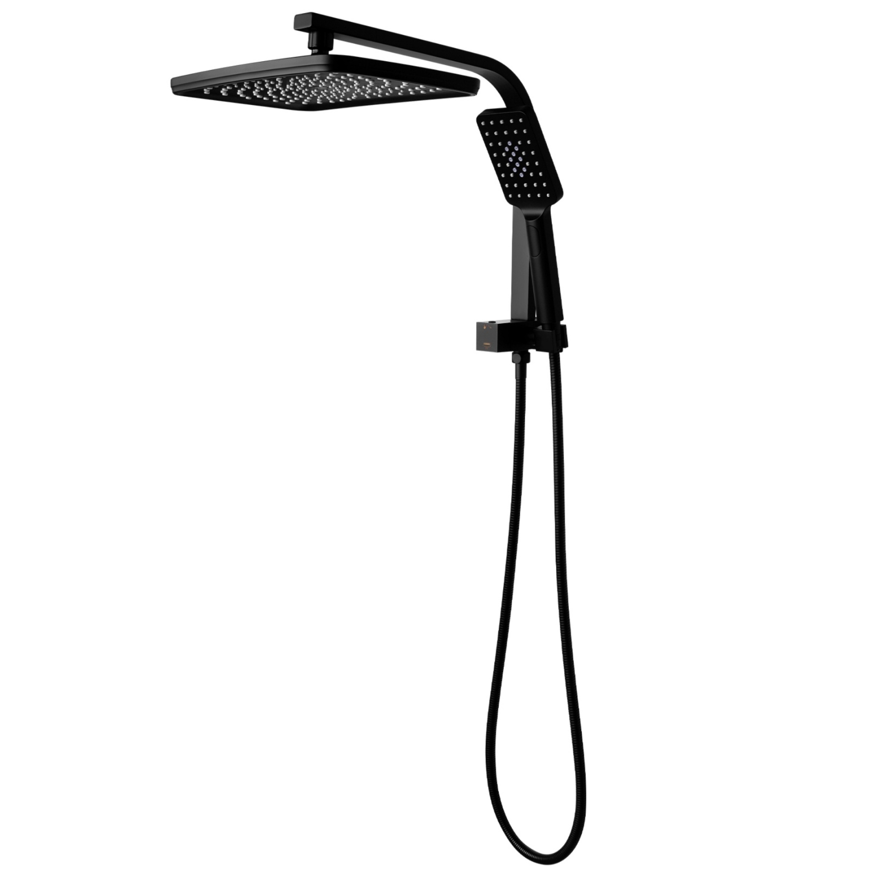 Rectangle 12“ Rainfall Shower Head Set Chrome Twin Shower 3 Function Hand-held Shower Head Shower Arm