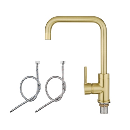 360° Swivel Round Brass Gooseneck Kitchen Sink Mixer Tap Laundry Basin Vanity 2 Mode Spray Spout Faucet Chrome/Yellow Gold