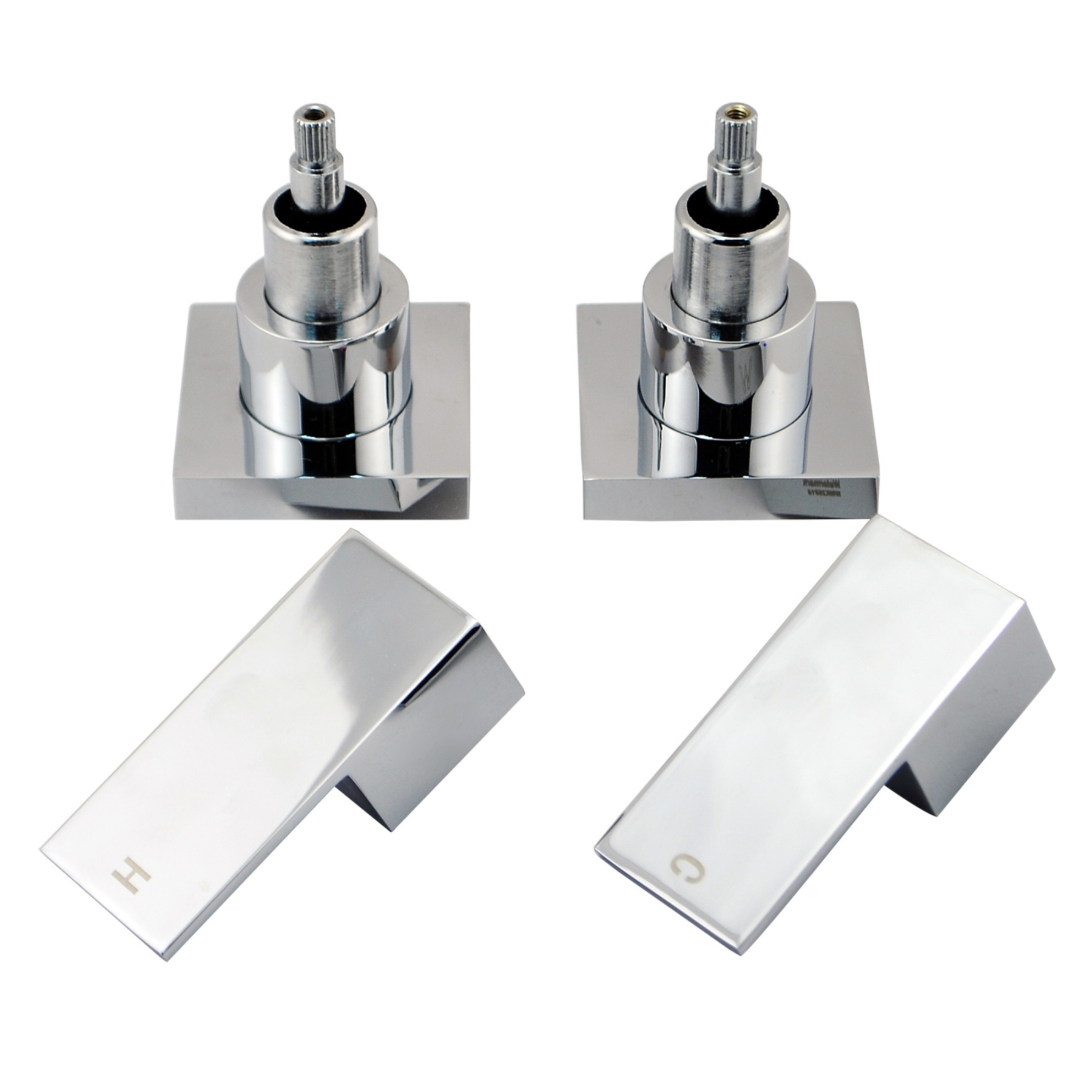 1/4 Bathroom Square Wall Mounted Twin Shower Taps Bath Basin Sink Hot Cold Mixer Taps Chrome/Matte Black/Gunmetal Grey