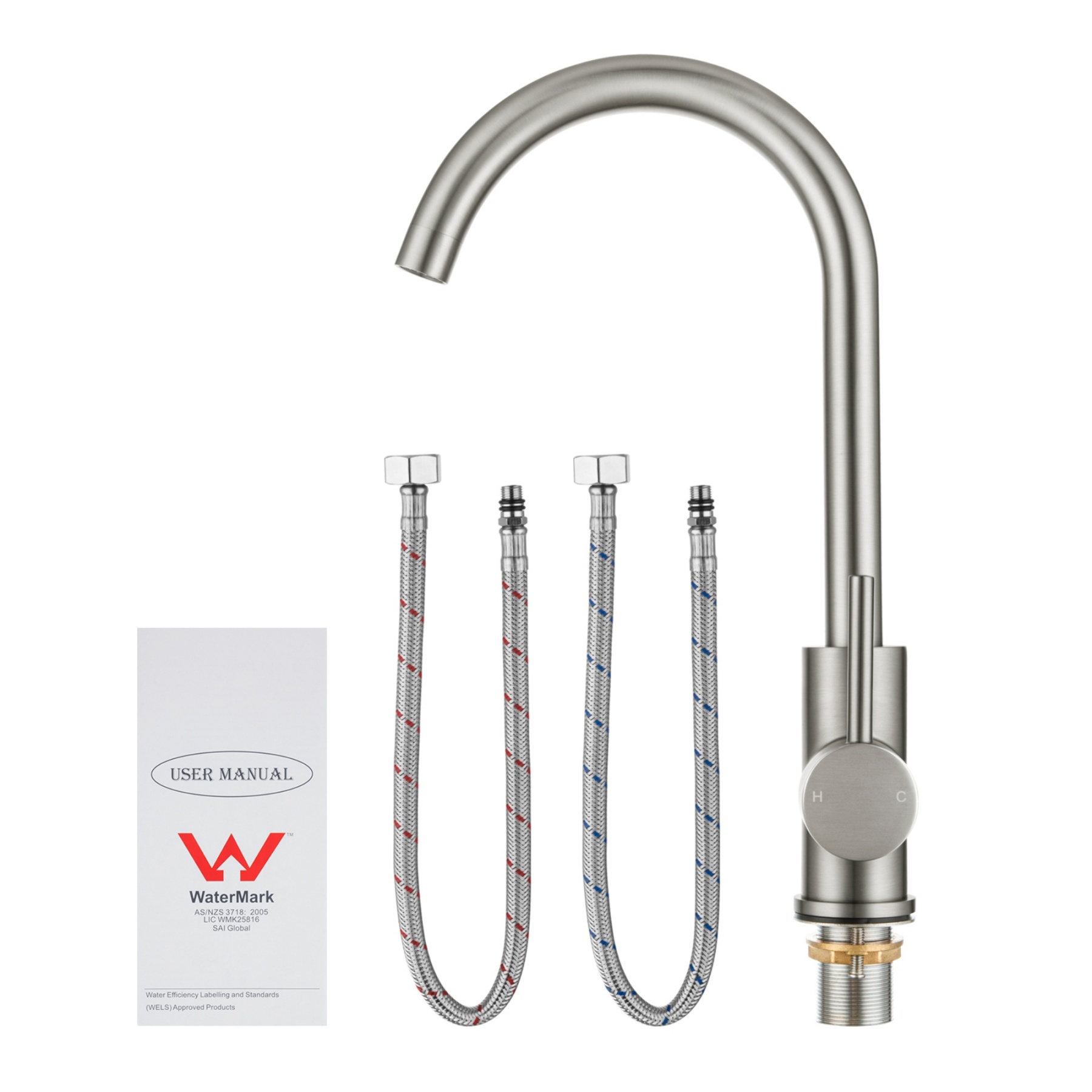 360° Swivel Spout Brass Kitchen Mixer Tap Round Laundry Basin Sink Faucet Chrome/Matte Black/Brushed Nickel