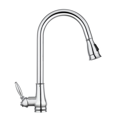 Round Pull-Out Kitchen Laundry Sink Mixer Tap 2 Function Spray 360° Swivel Faucet Chrome/Black