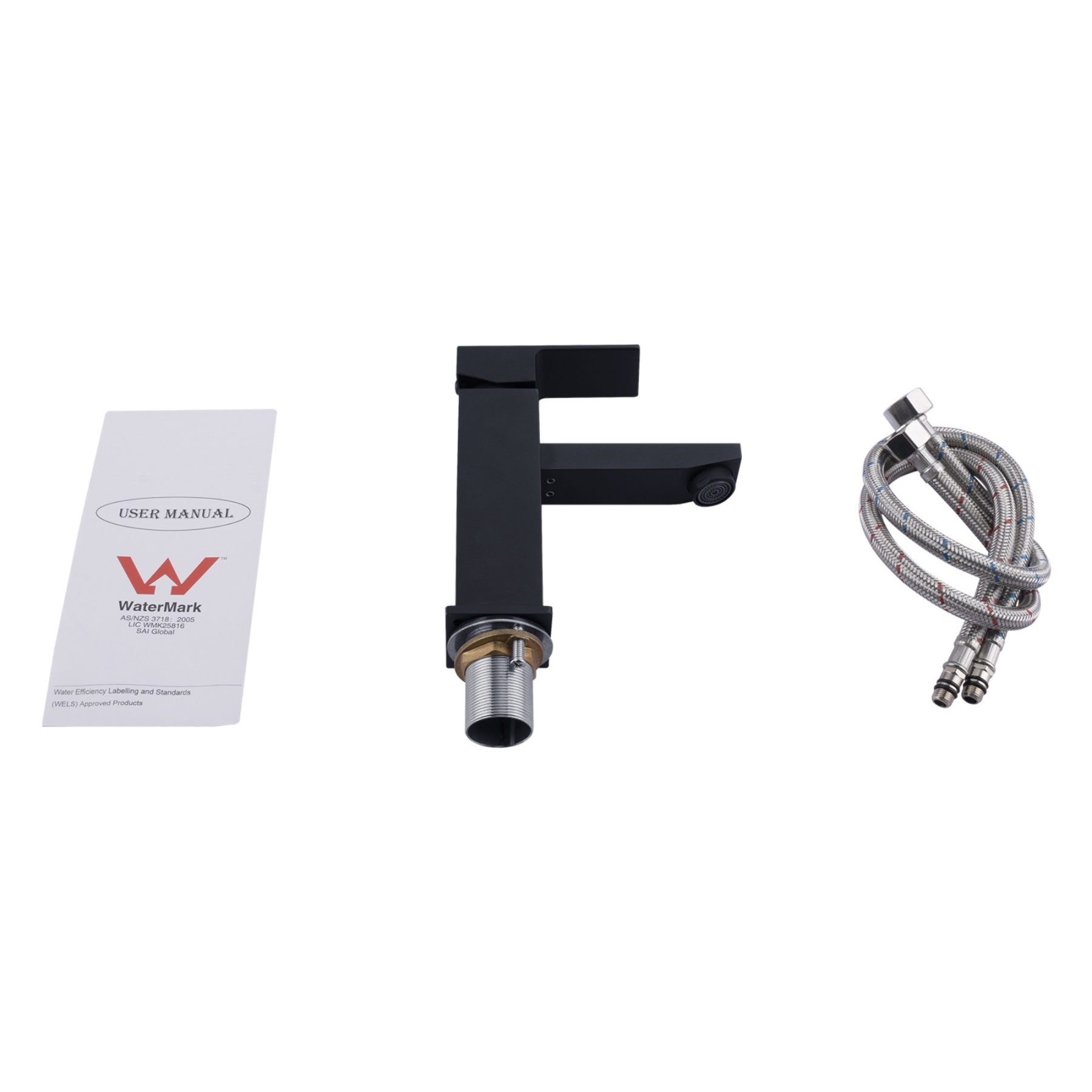 Square Brass Basin Mixer Tap Bathroom Laundry Sink Vanity Flick Faucet Chrome/Black