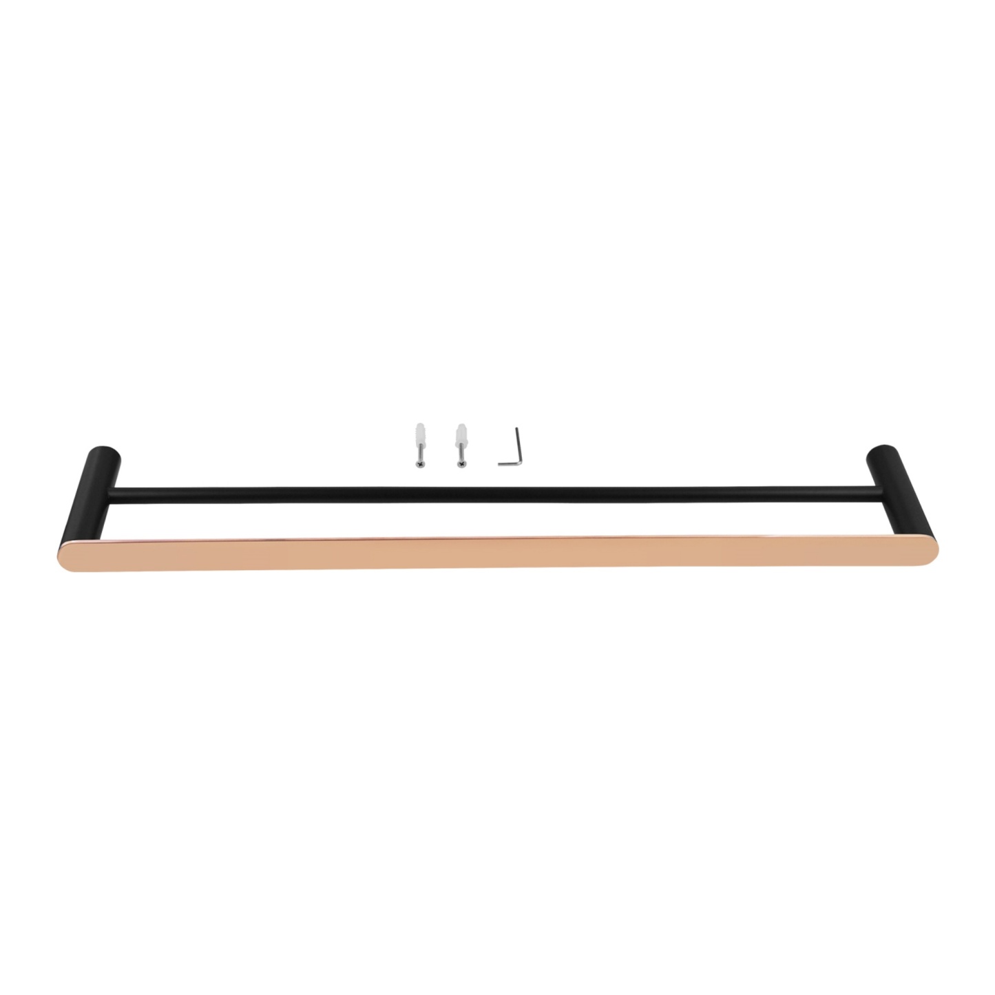 600mm Round Stainless Steel Double Towel Rail Bathroom Wall Mounted 2 Bar Clothes Towel Hanger Holder Chrome/Matte Black/Black Rose Gold