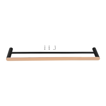 600mm Round Stainless Steel Double Towel Rail Bathroom Wall Mounted 2 Bar Clothes Towel Hanger Holder Chrome/Matte Black/Black Rose Gold