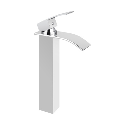 Bathroom Basin Square Tall Mixer Tap Laundry Sink Vanity Counter Top Waterfall Spout Faucet Chrome/Black