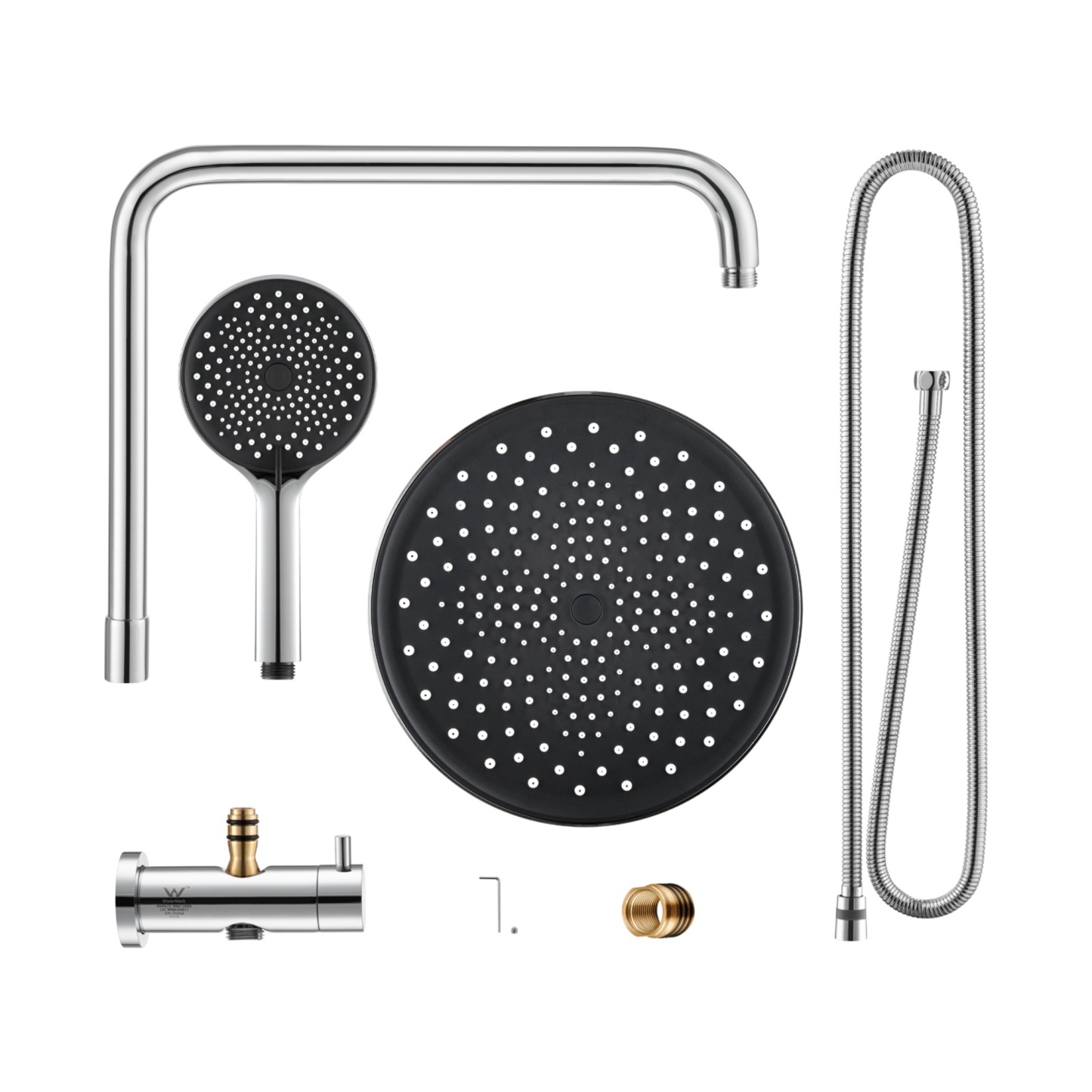 Chrome Short Stainless Steel Twin Shower Hand-held Shower Head Shower Arm Shower Head