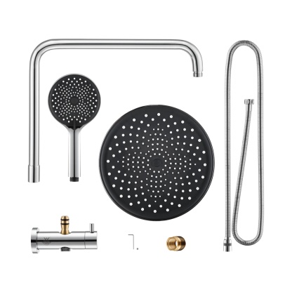 Chrome Short Stainless Steel Twin Shower Hand-held Shower Head Shower Arm Shower Head 