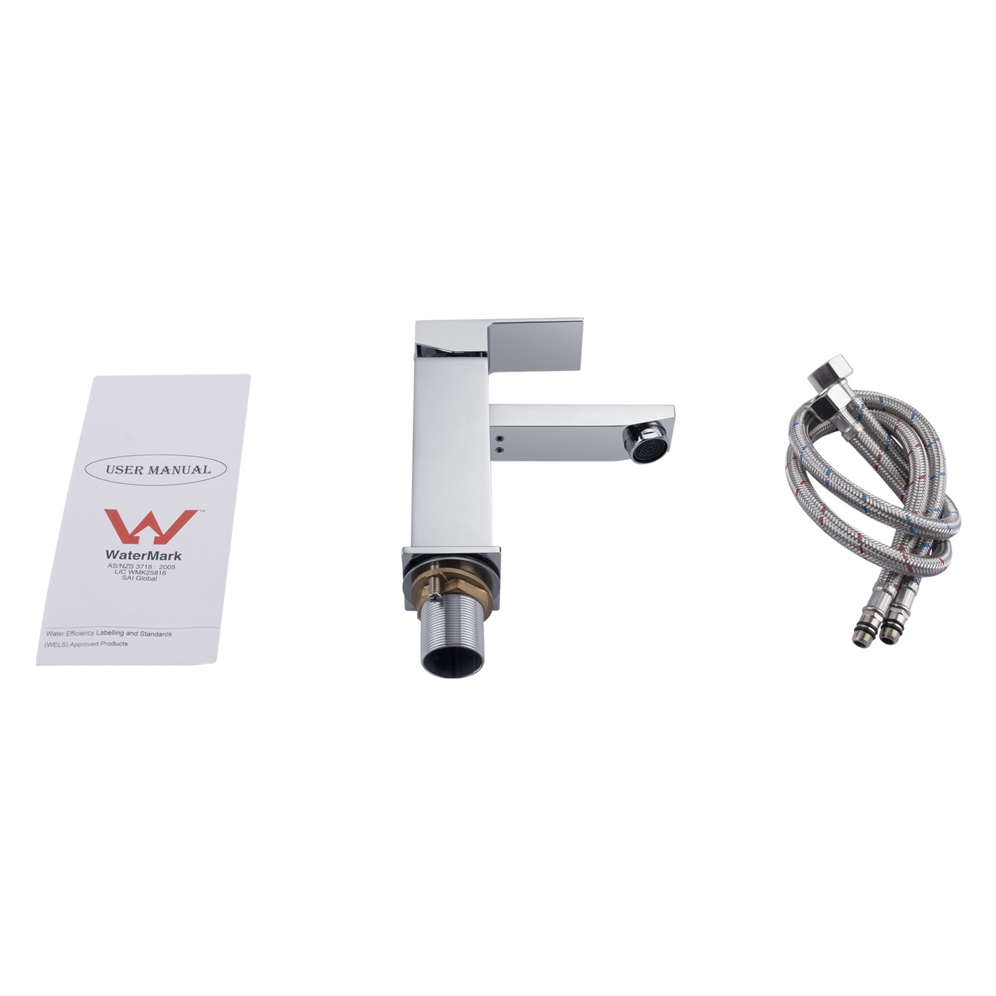 Square Brass Basin Mixer Tap Bathroom Laundry Sink Vanity Flick Faucet Chrome/Black