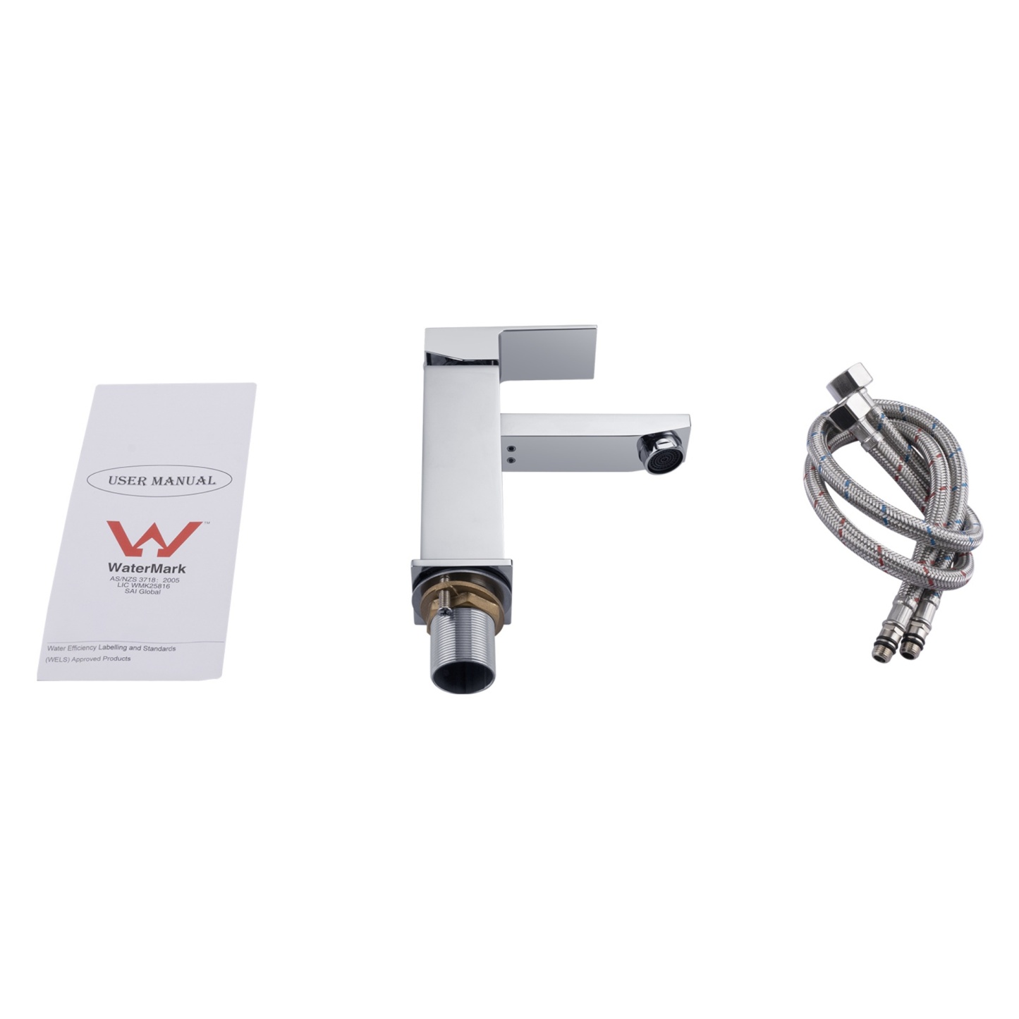 Square Brass Basin Mixer Tap Bathroom Laundry Sink Vanity Flick Faucet Chrome/Black