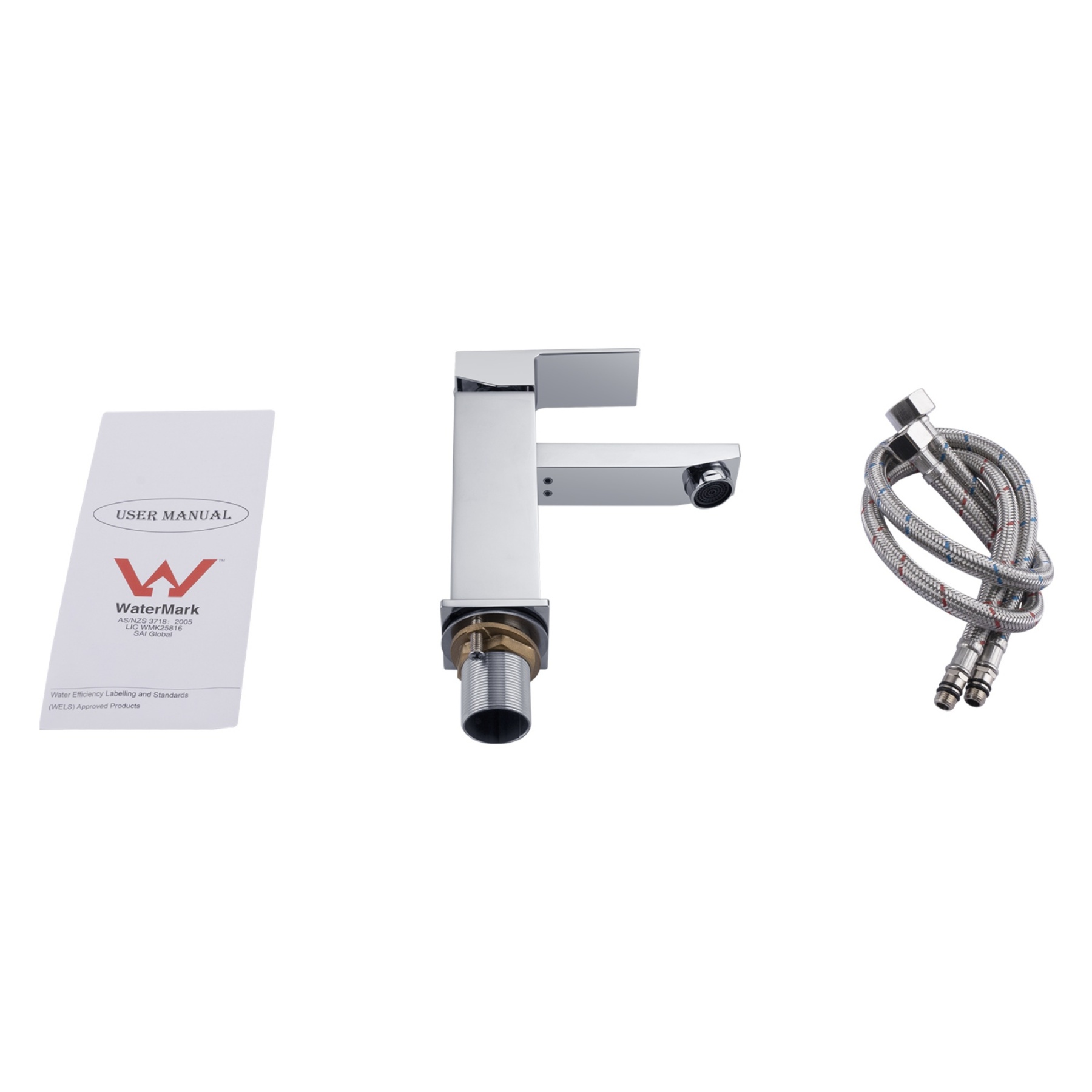 Square Brass Basin Mixer Tap Bathroom Laundry Sink Vanity Flick Faucet Chrome/Black