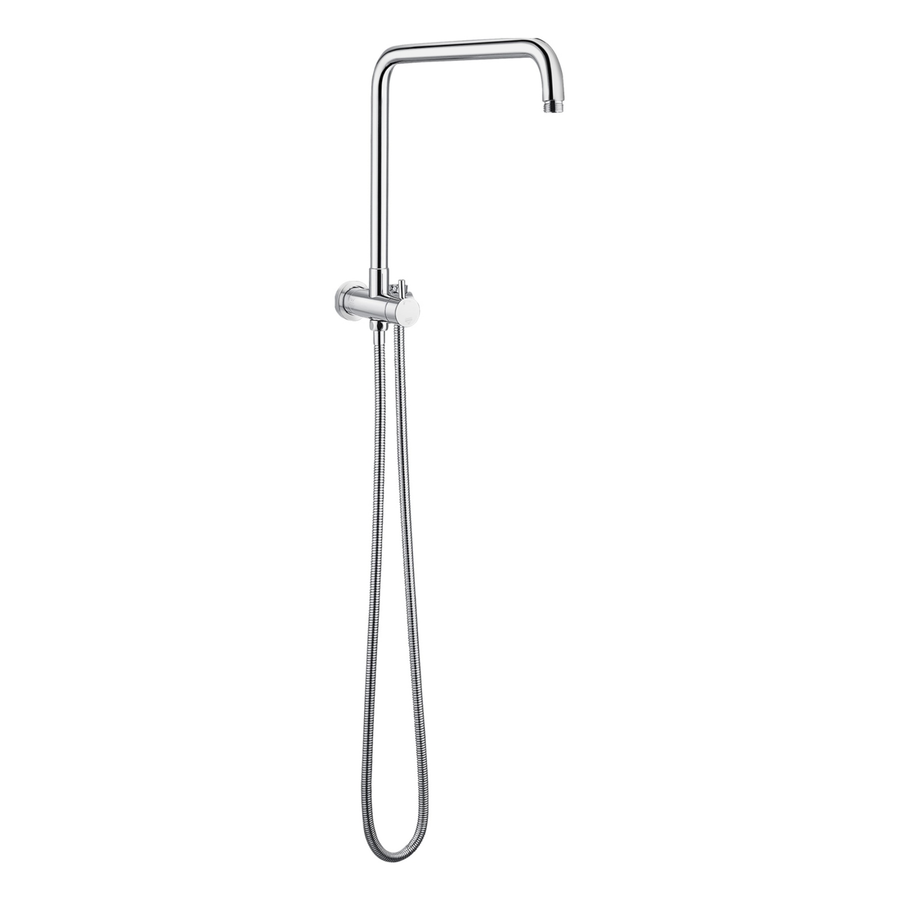 Chrome Twin Rail Shower Body Round Gooseneck Shower Wall Arm 1.5m Water Hose