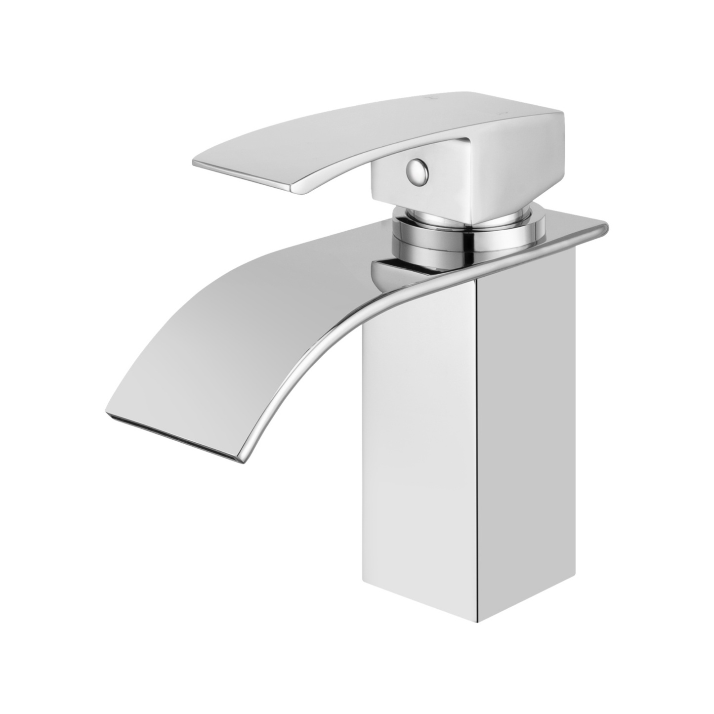 Square Brass Bathroom Basin Mixer Tap Laundry Sink Waterfall Spout Vanity Faucet Chrome/Black
