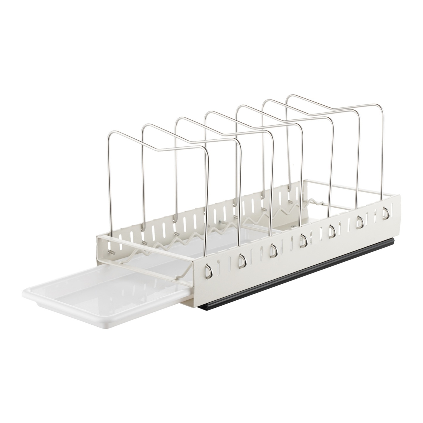 Under Cabinet Pull-Out Kitchen Cookware Storage Rack Pot Pan Organizer Holder Drain Tray Shelf Black/White