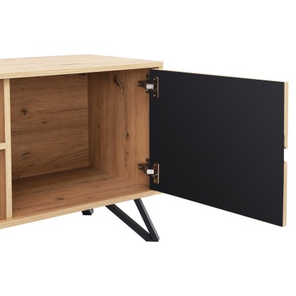 160cm TV Unit Entertainment Cabinet Storage Table With Drawers Open Shelf