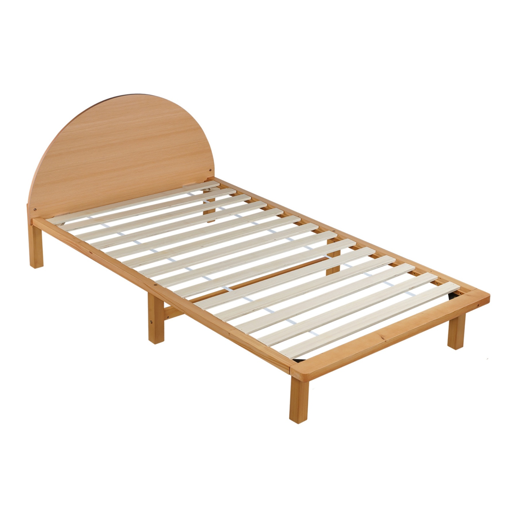 Bedroom Pine Wood Bed Frame Wooden Base Platform Round Bedhead Oak Single