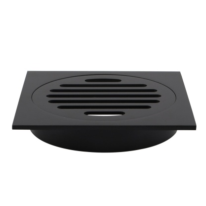 110mm Square Brass Bathroom Shower Drain Floor Waste Laundry Floor Water Outlet Chrome/Matte Black