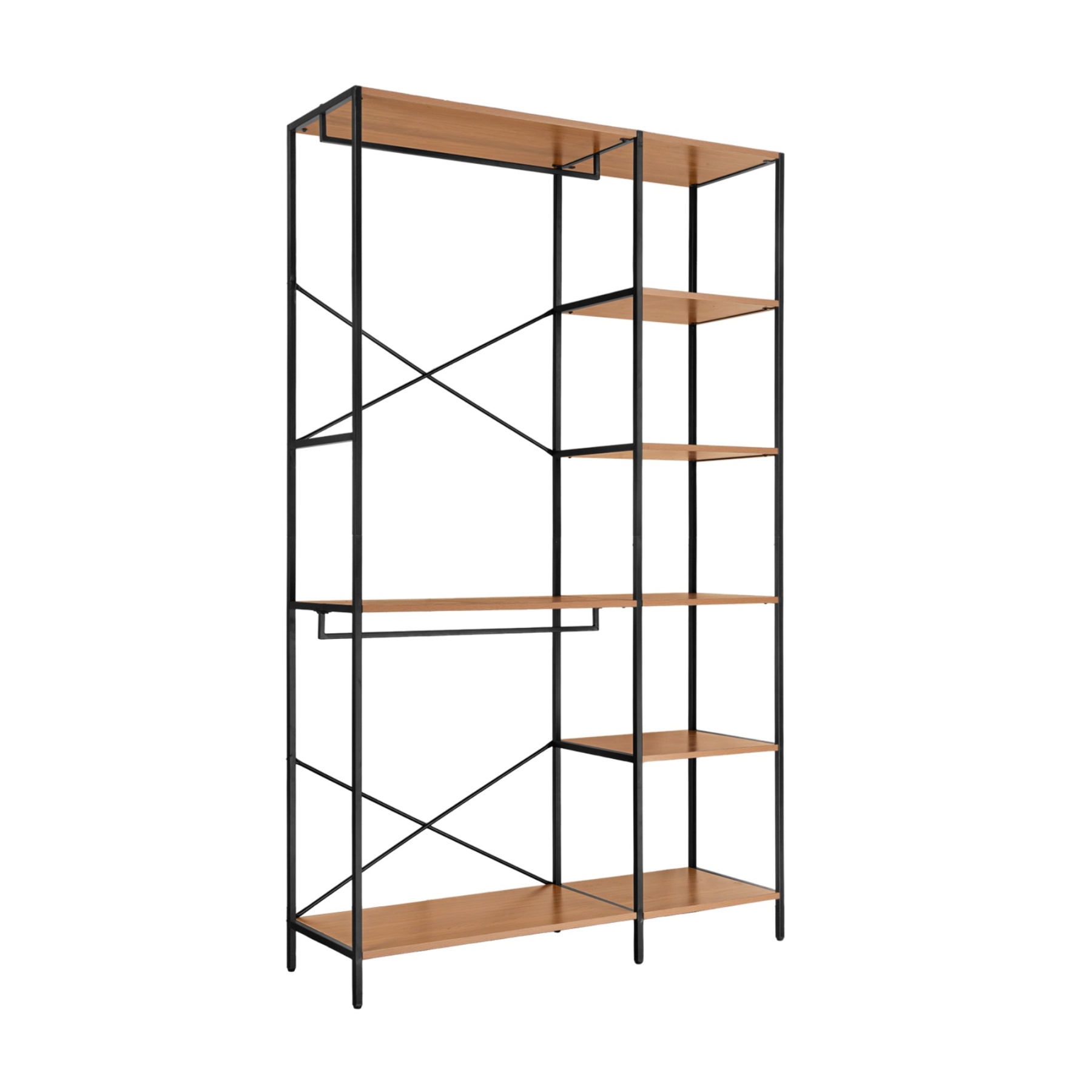 7 Shelf Open Wardrobe Clothes Storage Organizer Stand Closet Coat Garment Hanger Rail Rack Bag Shoes Holder