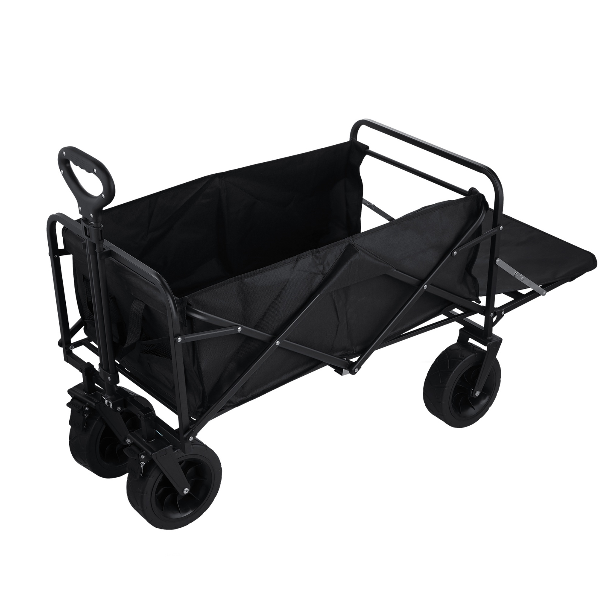 Outdoor Foldable Wagon Cart Extended Beach Garden Trolley Tabletop Lockable Wheels