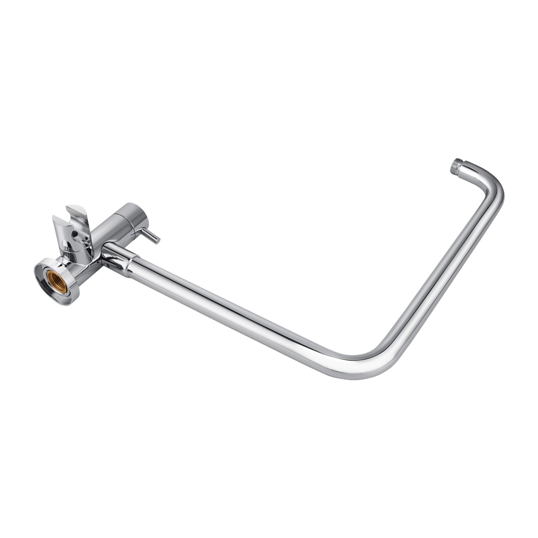 Chrome Twin Rail Shower Body Round Gooseneck Shower Wall Arm 1.5m Water Hose