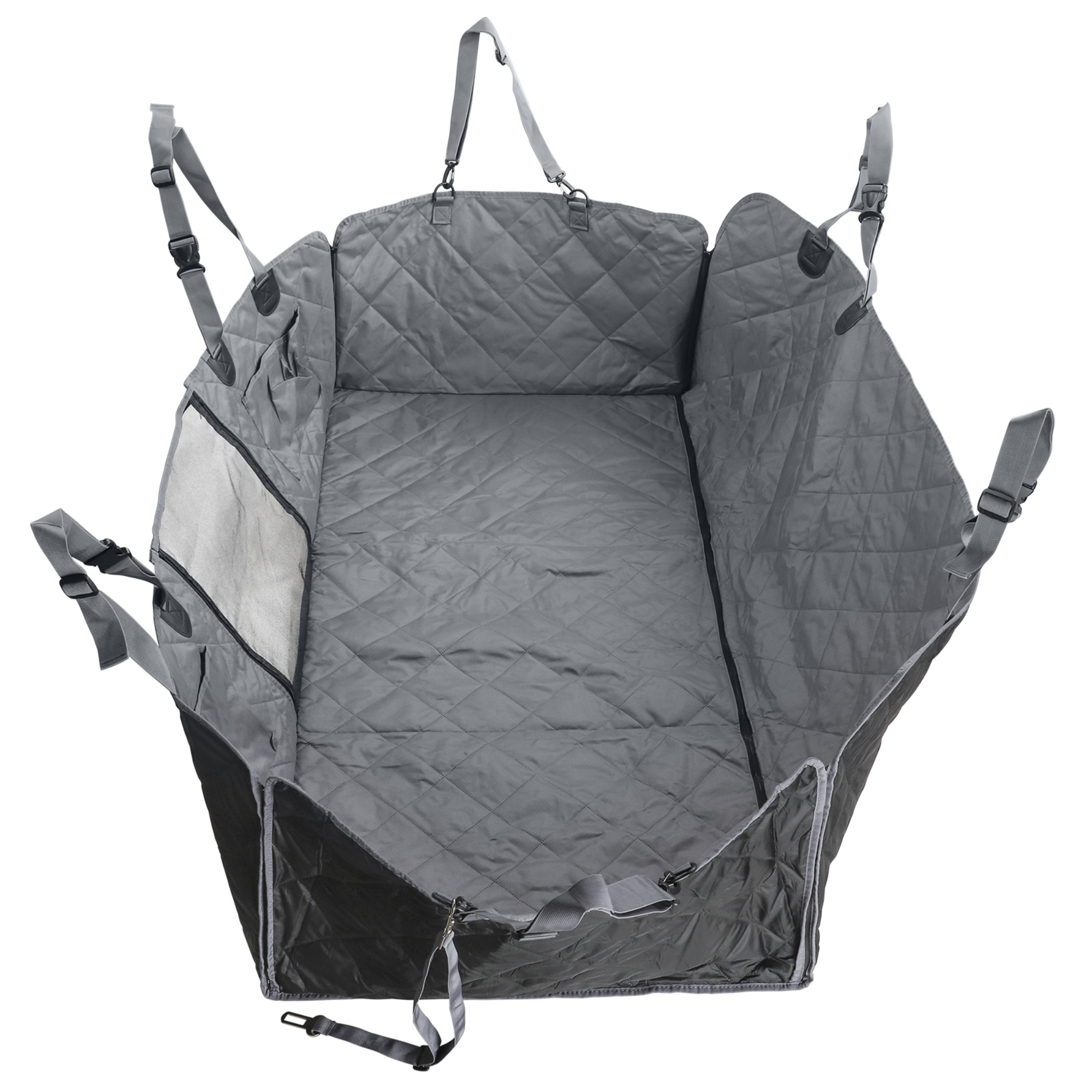 Large Water Proof Hard Bottom Pet Car Back Seat Cover Extendable Dog Cat Protector Mat Black/Grey