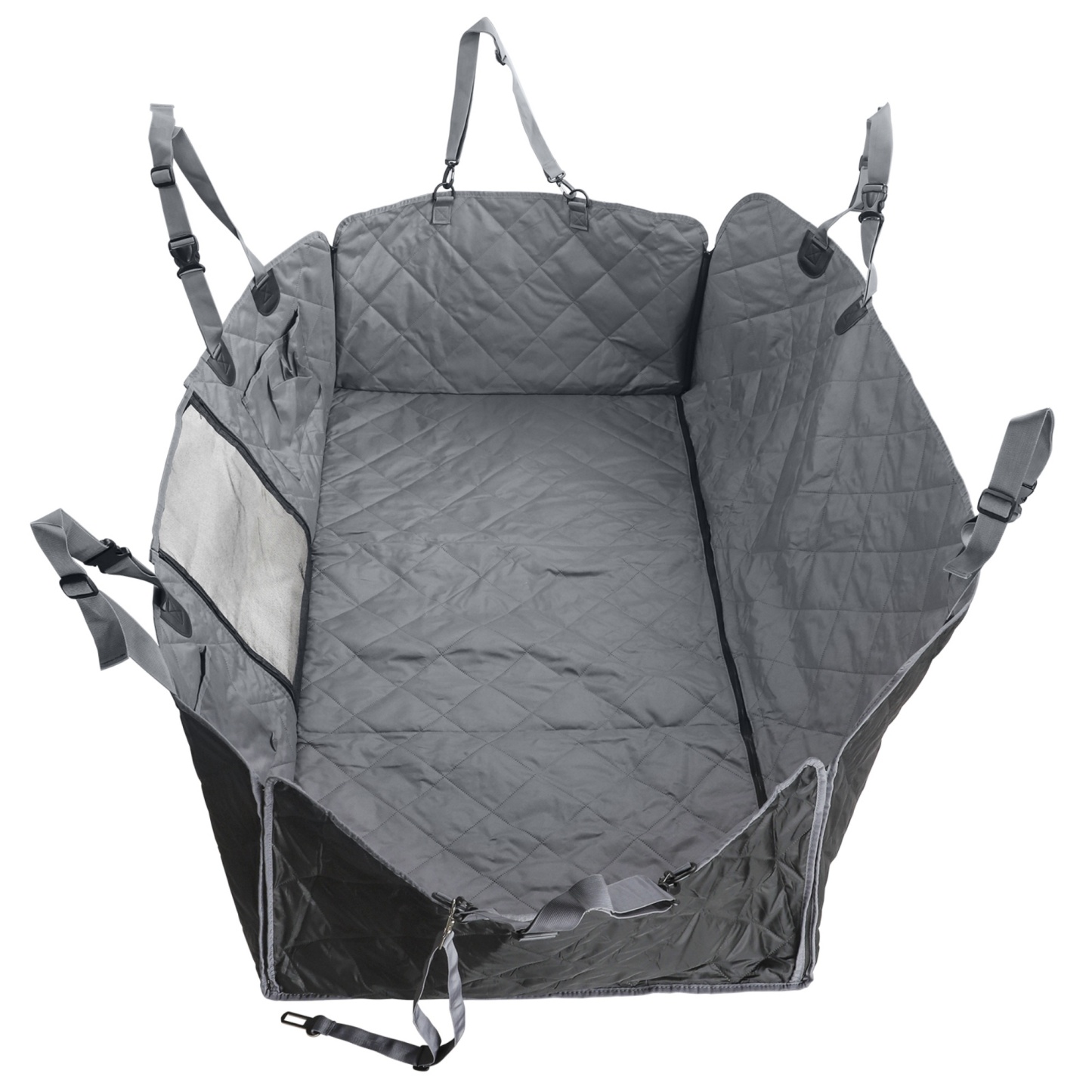 Large Water Proof Hard Bottom Pet Car Back Seat Cover Extendable Dog Cat Protector Mat Black/Grey