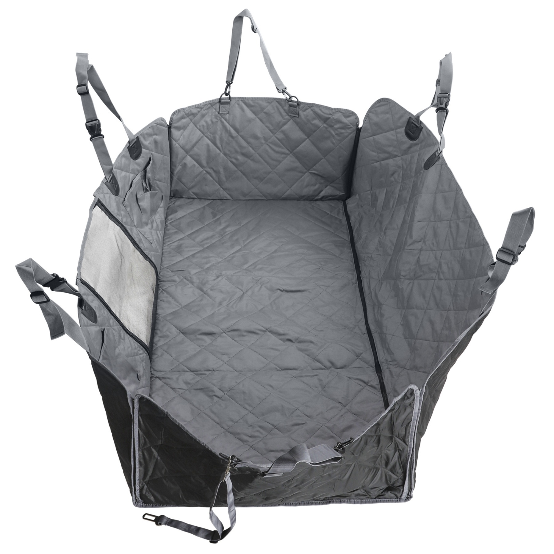 Large Water Proof Hard Bottom Pet Car Back Seat Cover Extendable Dog Cat Protector Mat Black/Grey