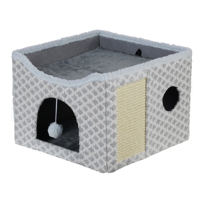 Foldable Indoor Pet Bed Cat Cave Felt Bed Scratch Pad Kitten Cat Hideaway House Grey/Blue