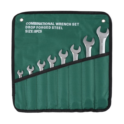 8PCs Ratchet Gear Spanner Set Combination Ring Open End Wrench Hand Tool Kit 