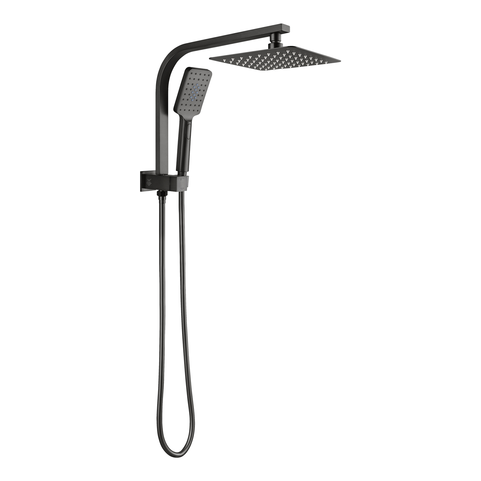 200mm 8'' Square Rainfall Shower Head Set Bathroom Twin Shower Handheld Diverter 3 Function Handheld Shower Head Gooseneck Shower Arm Chrome/Black/Gunmetal Grey