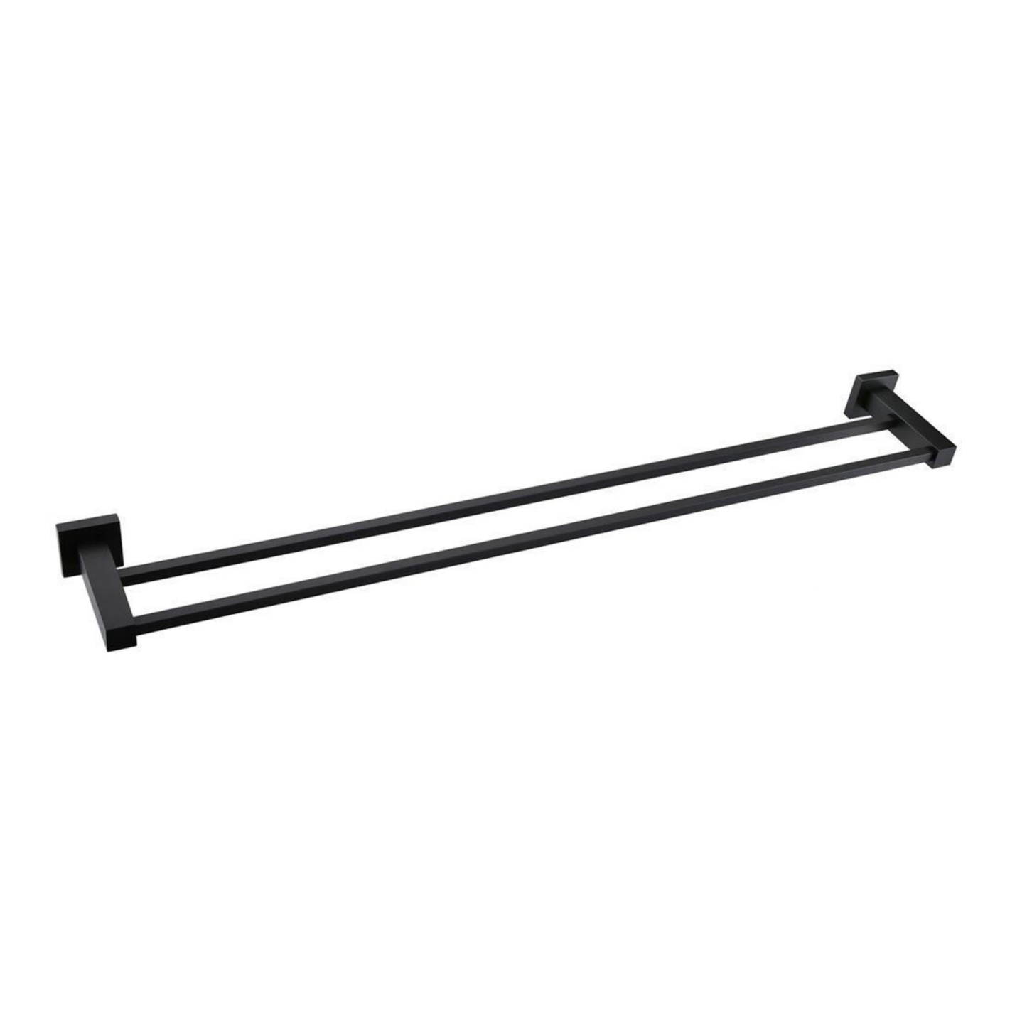 800mm Square Stainless Steel Bathroom Double Bars Towel Rail Rack Wall Mounted Clothes Hanger Holder Chrome/Black
