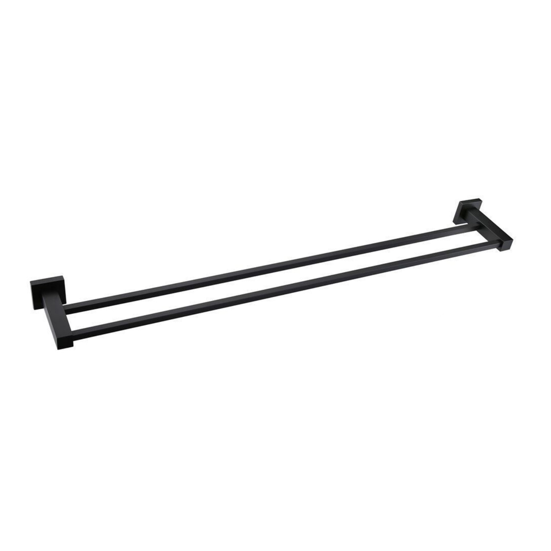 800mm Square Stainless Steel Bathroom Double Bars Towel Rail Rack Wall Mounted Clothes Hanger Holder Chrome/Black