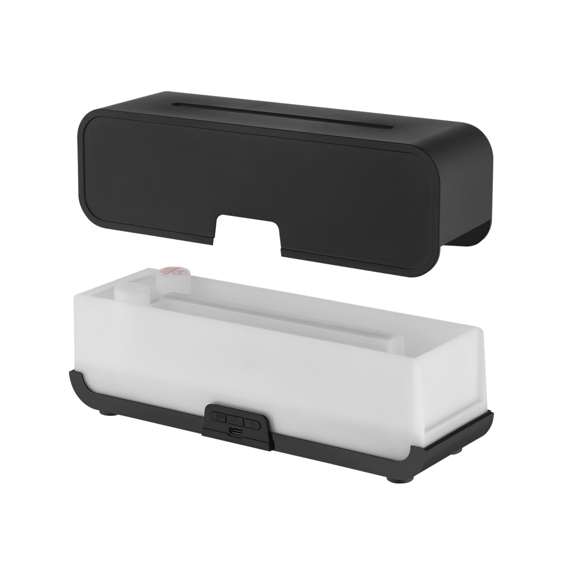 7 Colour Flame Remote Control Aromatherapy Diffuser 3 Timer Sound Reactive Air Humidification Black/White