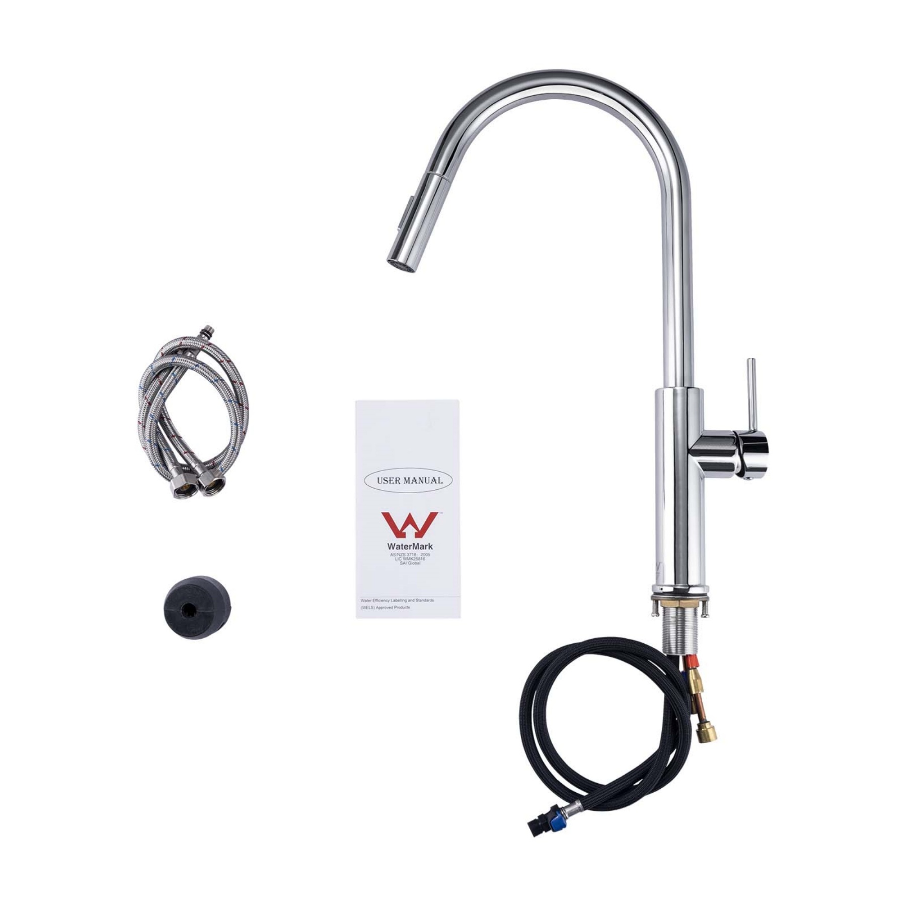 2 Functions Chrome Pull-Out Kitchen Sink Basin Mixer Tap Swivel Spout Faucet 