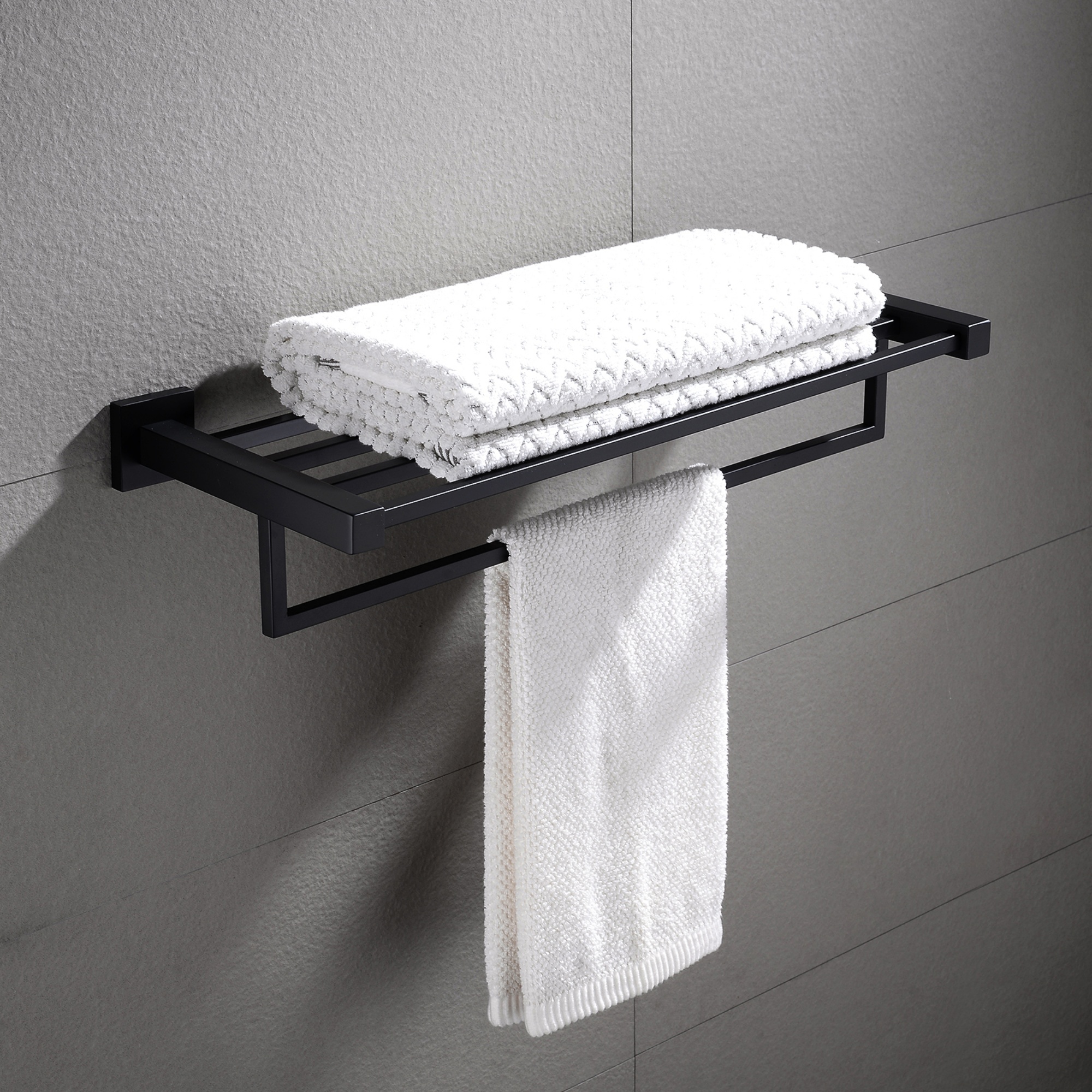 600mm Wall Mounted Stainless Steel Double Towel Rack Rail Bathroom Clothes Shelf Hanger Holder Chrome/Matte Black