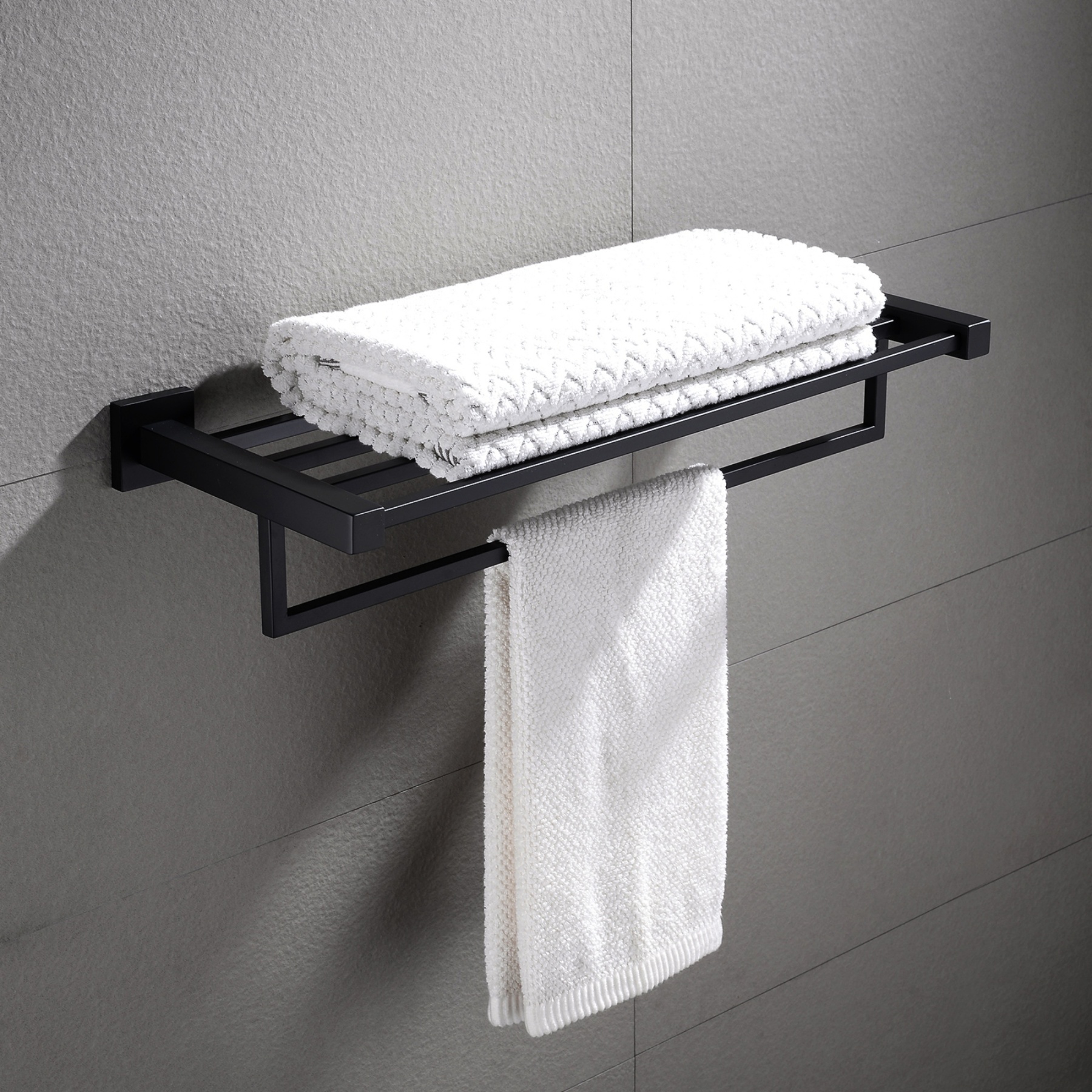 600mm Wall Mounted Stainless Steel Double Towel Rack Rail Bathroom Clothes Shelf Hanger Holder Chrome/Matte Black