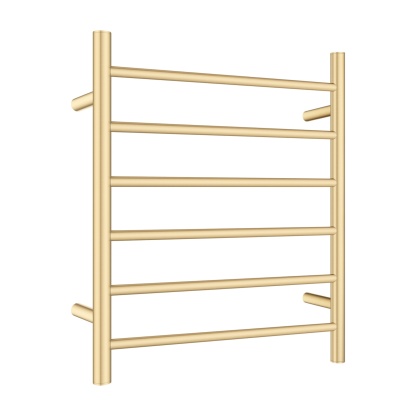 Round Aluminum Electric Heated Towel Rail Rack 6 Bars Bathroom Wall Mounted Warmer Towel Dryer Holder Hanger Silver/Black/Brushed Yellow Gold