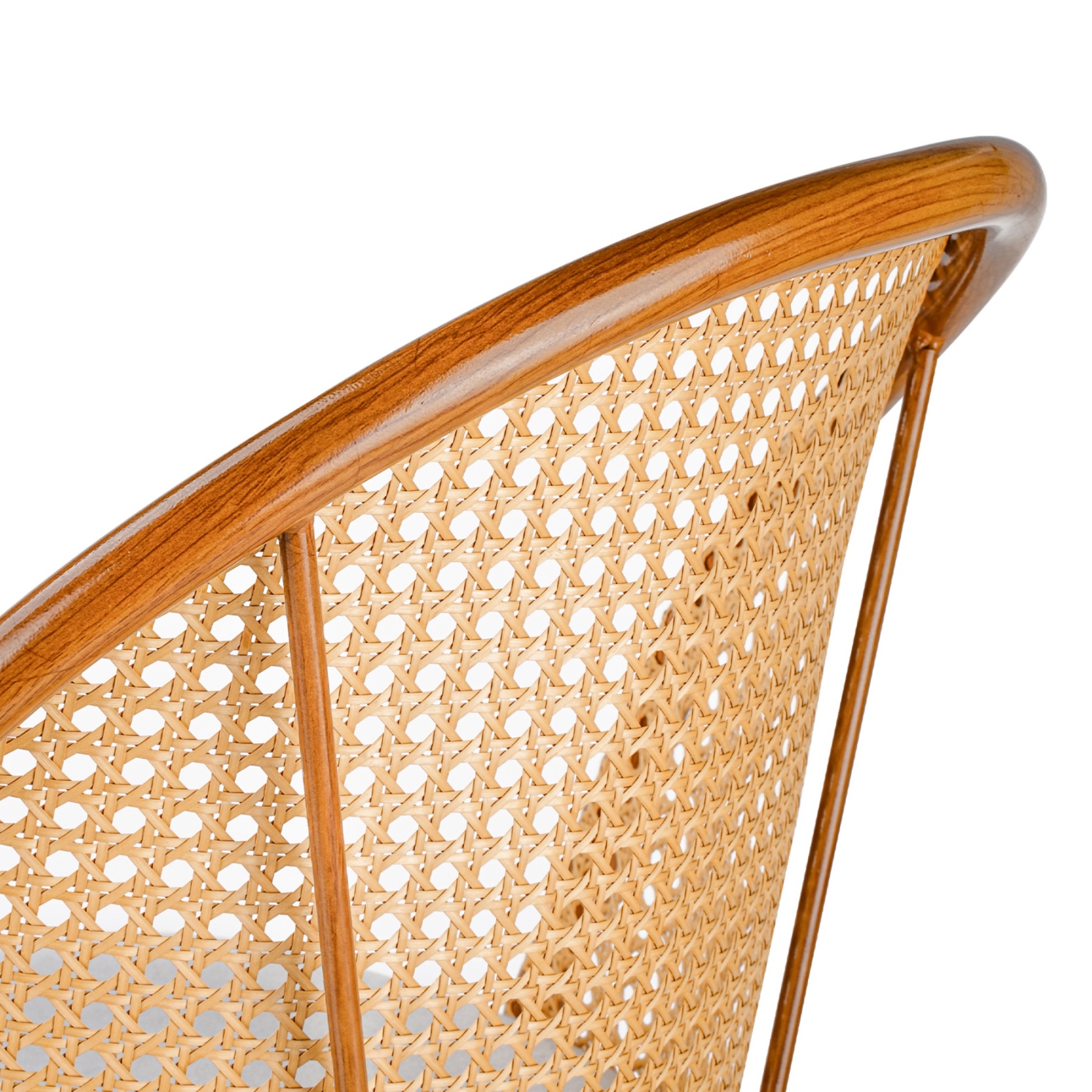 PU Leather Dining Side Chairs Curved Rattan Back Seat Metal Legs Set of 2 Black/White(Natural)