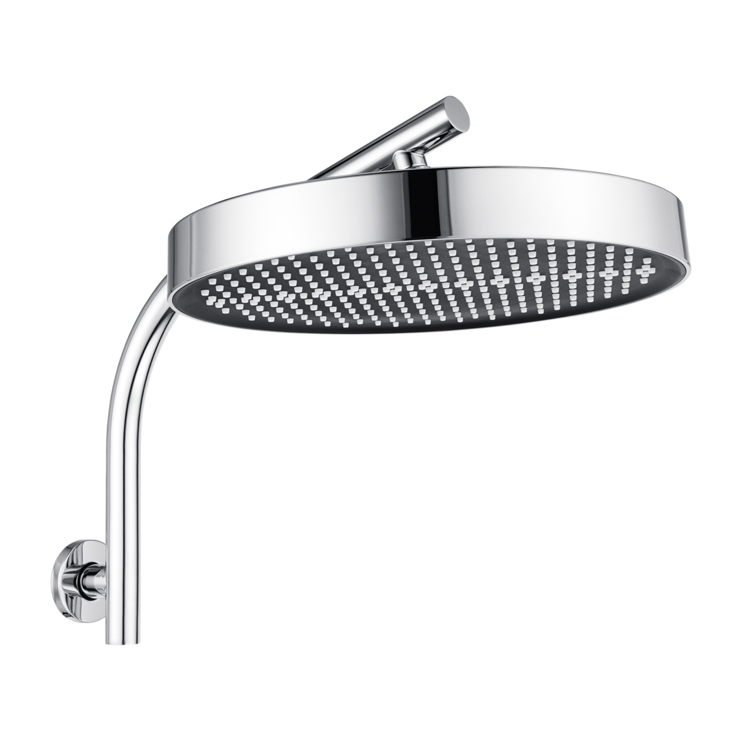 13'' Round Bath Shower Head Set Bathroom Swivel Overhead Shower Head Gooseneck Wall Shower Arm Chrome/Black