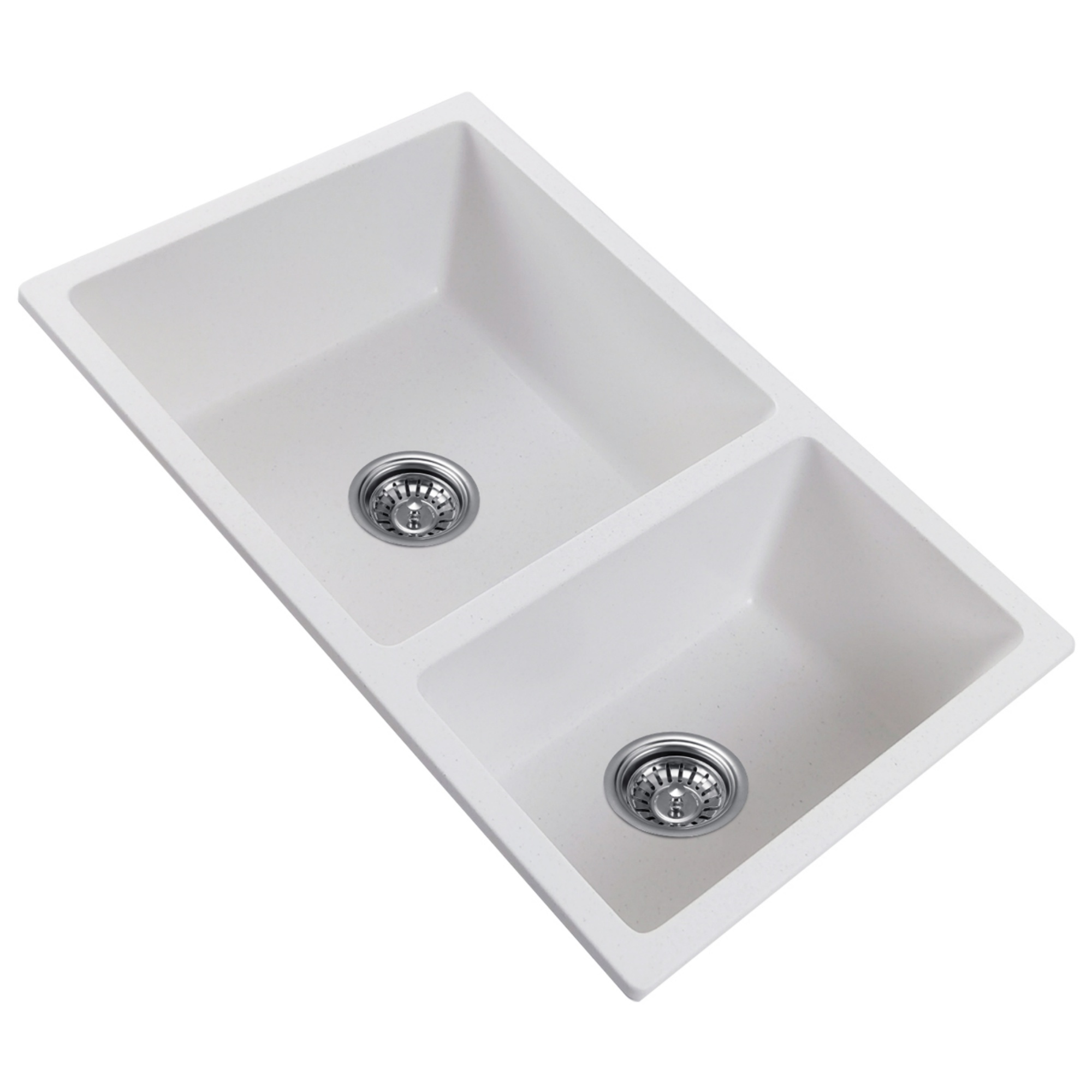 Granite Quartz Stone Double Bowl Kitchen Sink Top/Under Mount Laundry Basin Sink White/Black