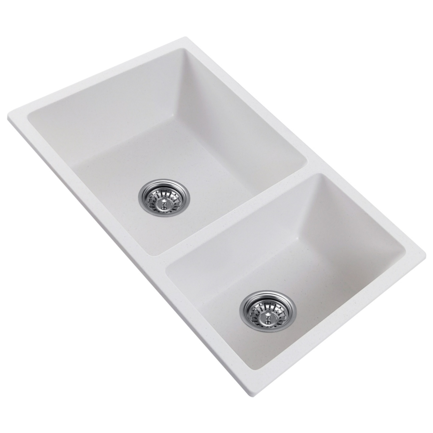 Granite Quartz Stone Double Bowl Kitchen Sink Top/Under Mount Laundry Basin Sink White/Black