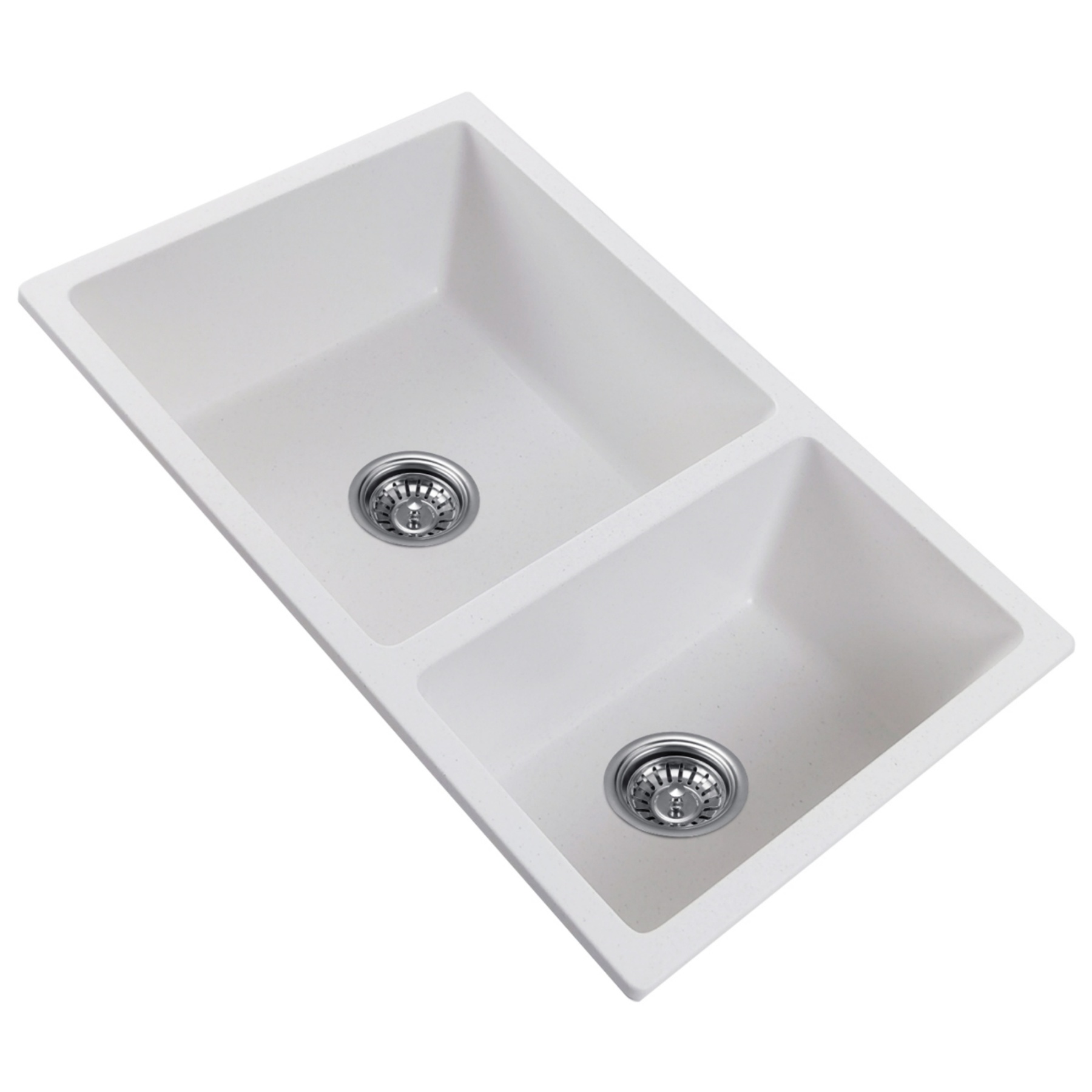 Granite Quartz Stone Double Bowl Kitchen Sink Top/Under Mount Laundry Basin Sink White/Black