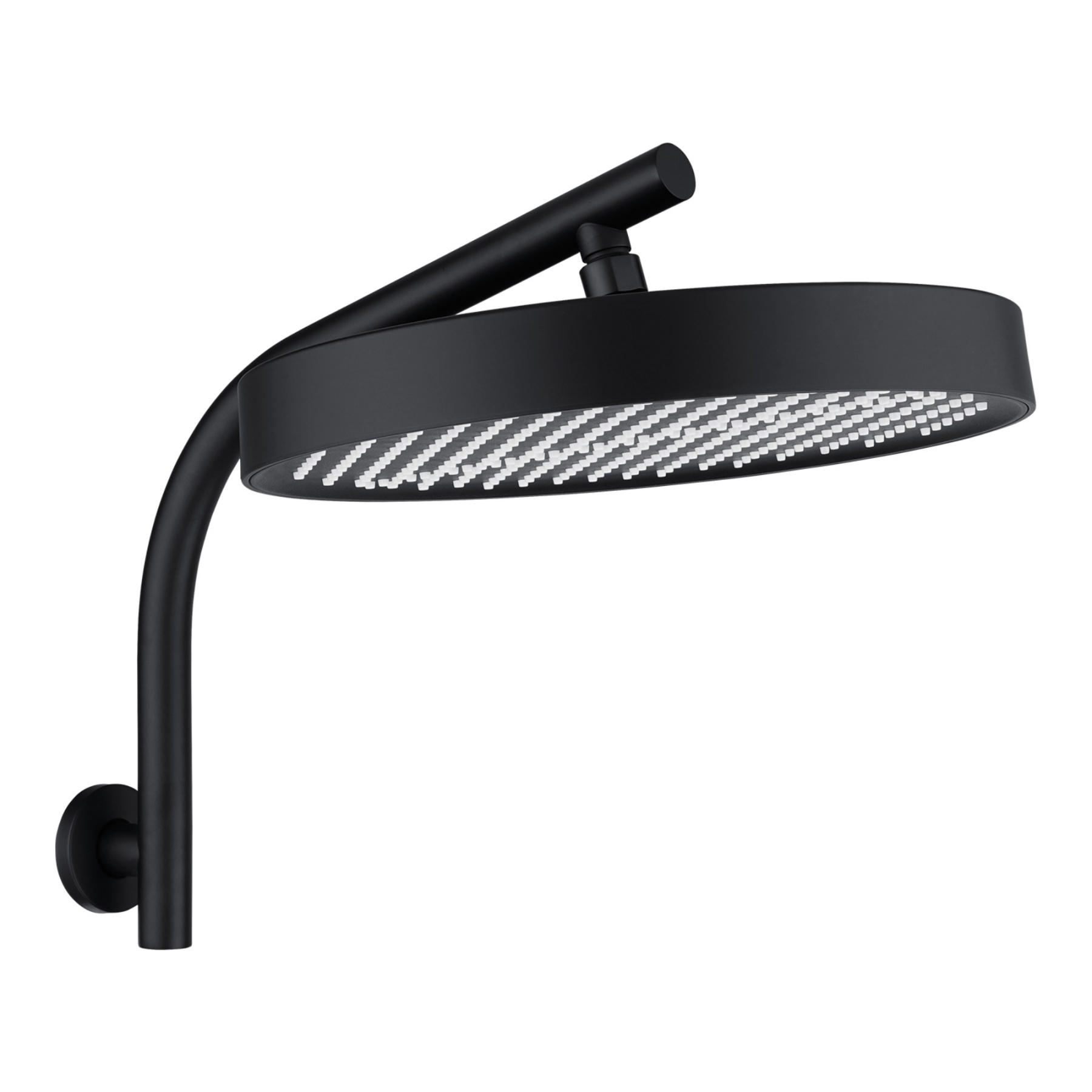 13'' Round Bath Shower Head Set Bathroom Swivel Overhead Shower Head Gooseneck Wall Shower Arm Chrome/Black