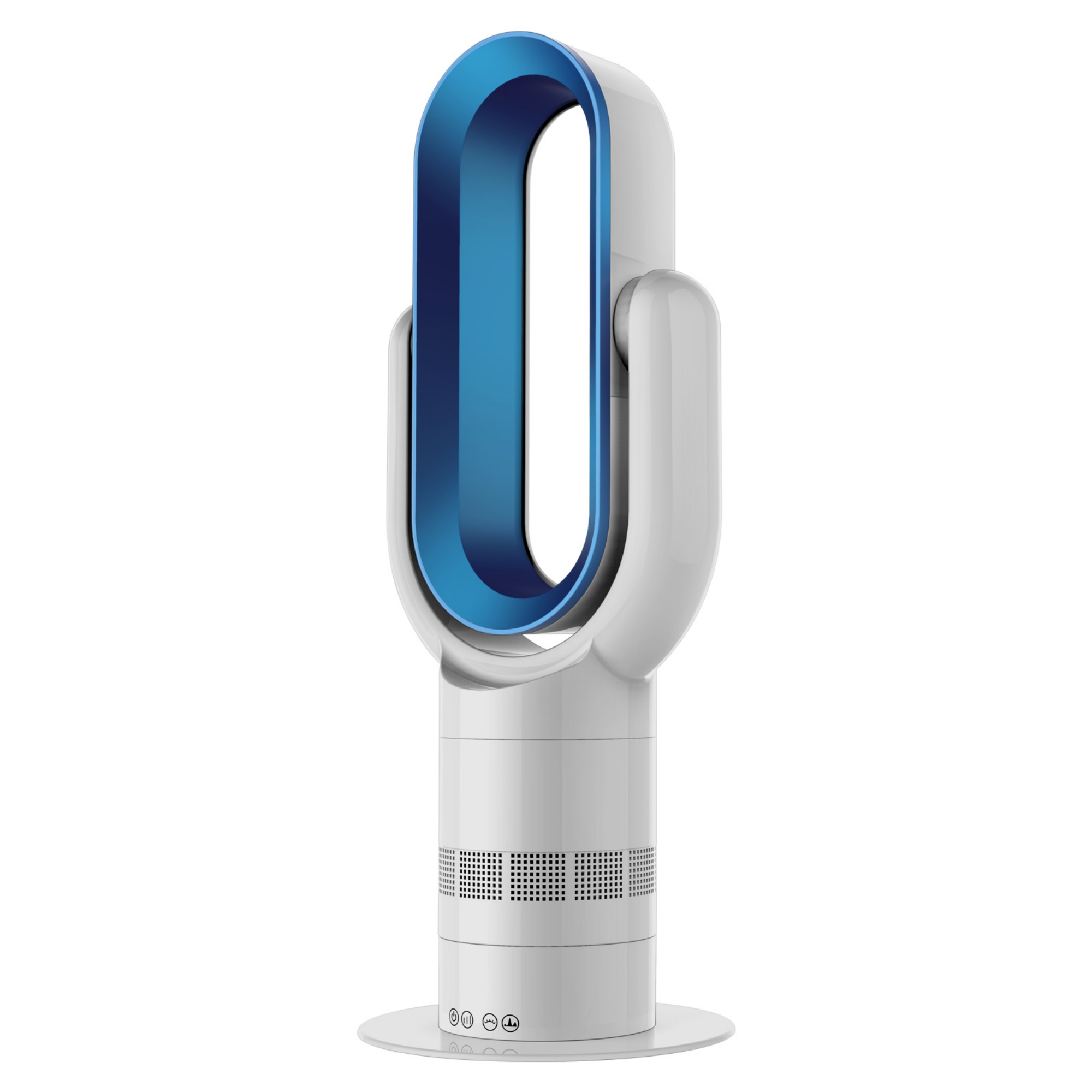 Electric Bladeless Fan Heat Cool Floor Fan Timer Remote Touch Control Silver/Blue