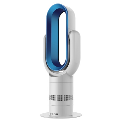 Electric Bladeless Fan Heat Cool Floor Fan Timer Remote Touch Control Silver/Blue