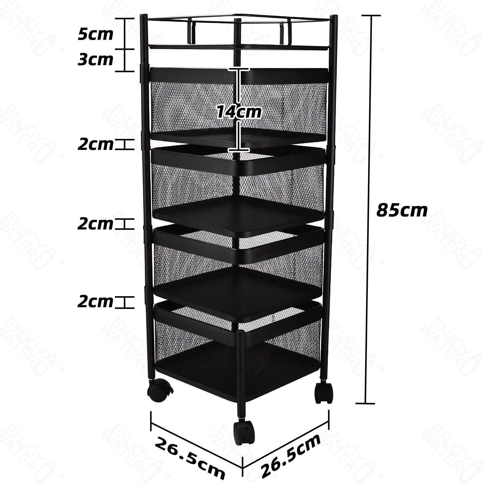 4 Tiers Kitchen Trolley Storage Rack Organizer Cart Storage Rack Square Basket Vegetable Rotating Holder