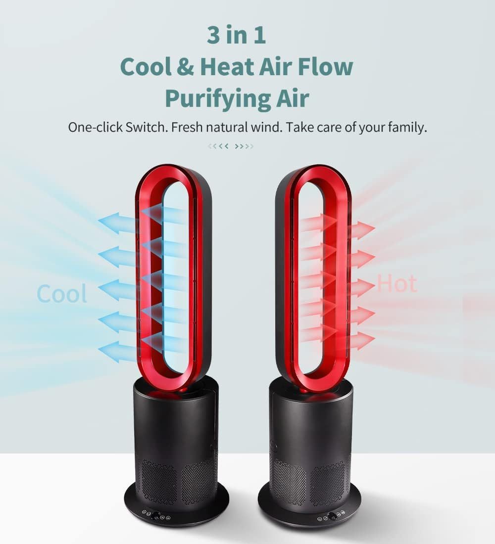 Angelo 3 in 1 Bladeless Heat Fan, Tower Fan & Heater Combo with HEPA Filter Air Purification, Remote Control, Timer, Oscillating, Air Circulator for Bedrooms Office Home SAA Approved