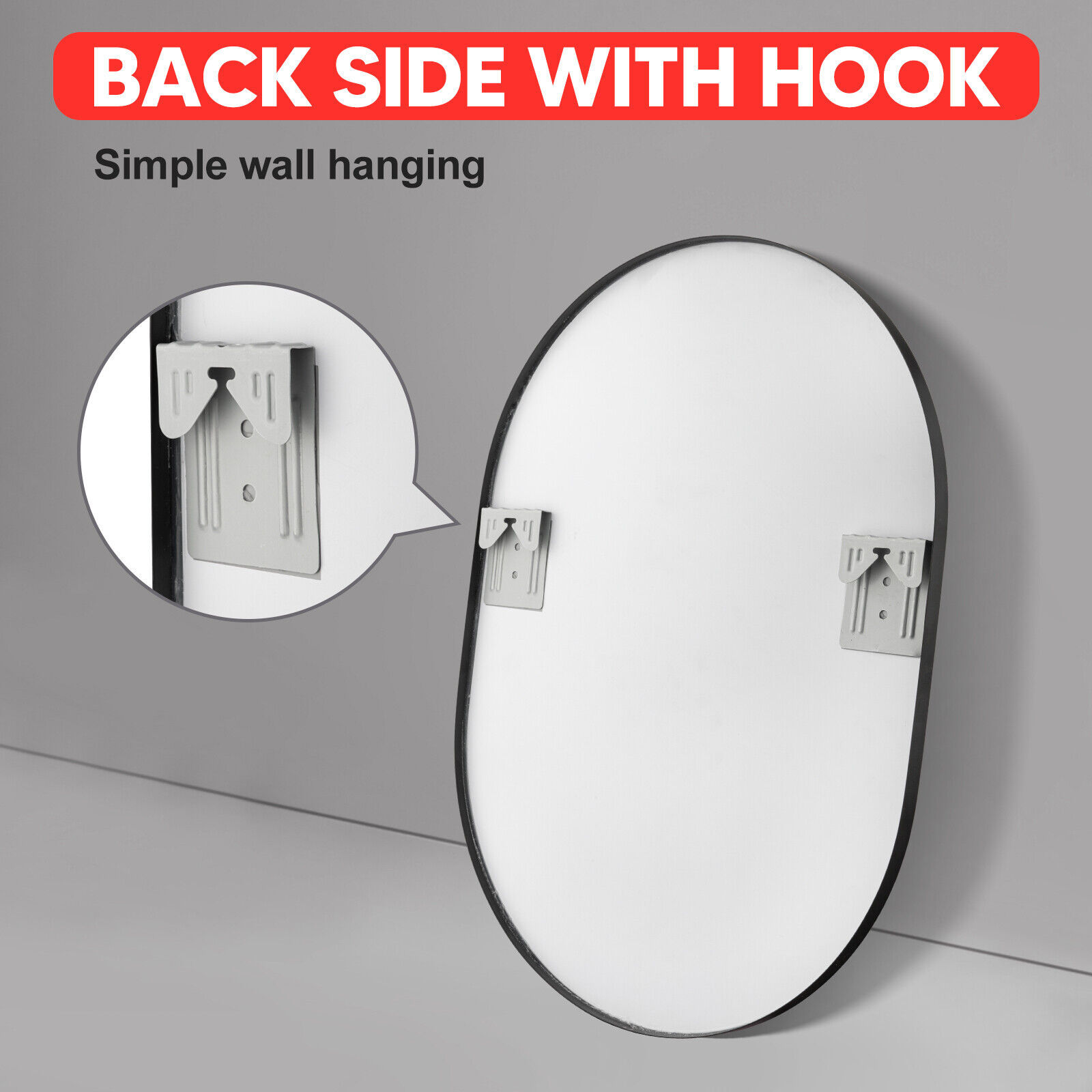 Oval Black Stainless Steel Frame Wall Bathroom Vanity Mirror Makeup Home Mirror Decor 500*700mm/ 560*900mm