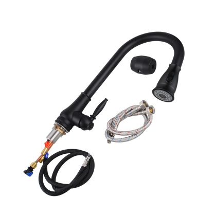 Round Pull-Out Kitchen Laundry Sink Mixer Tap 2 Function Spray 360° Swivel Faucet Chrome/Black