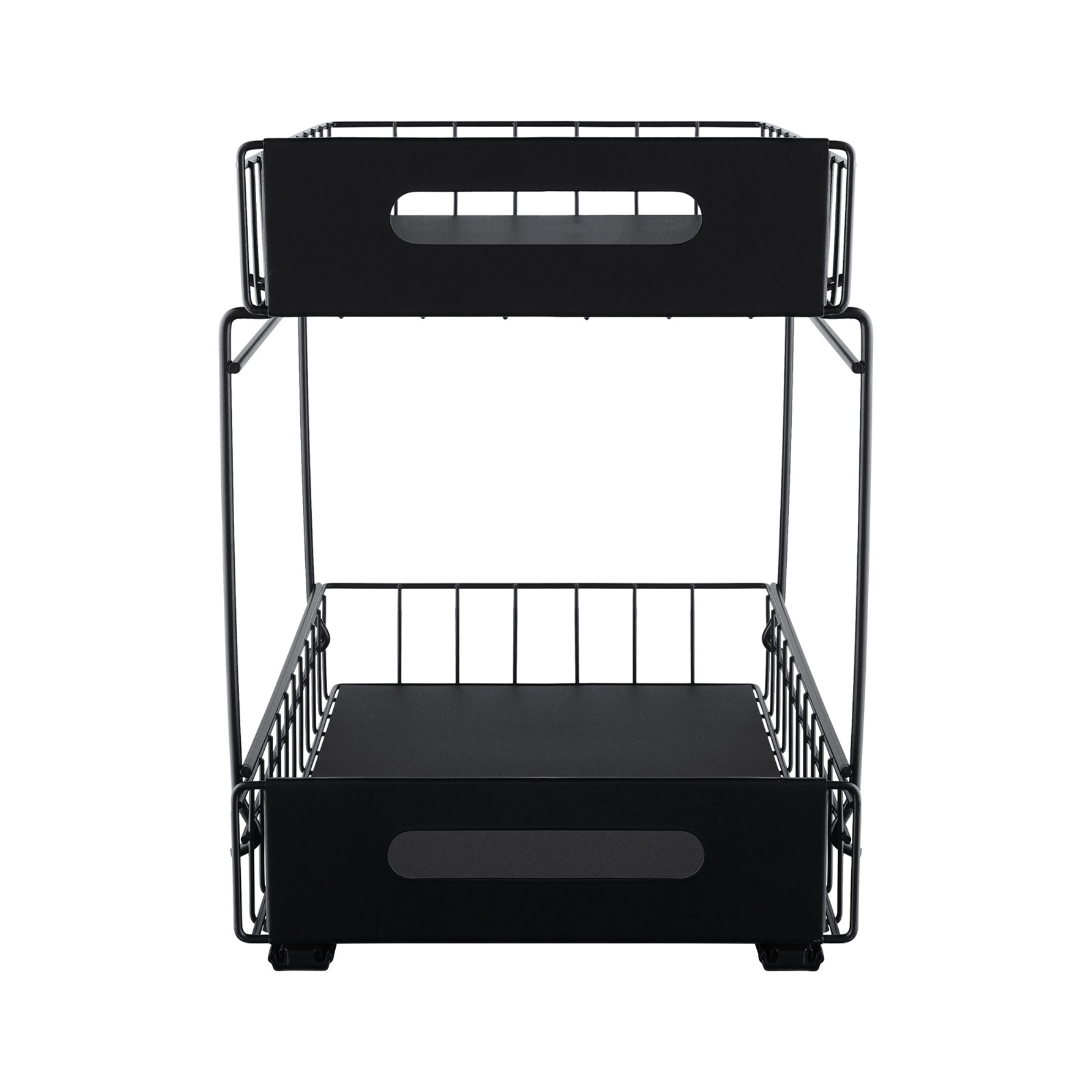 2 Tier Pull-Out Under Sink Organizer Rack Kitchen Bathroom Essentials Storage Pull-Out Cabinet Drawer Black